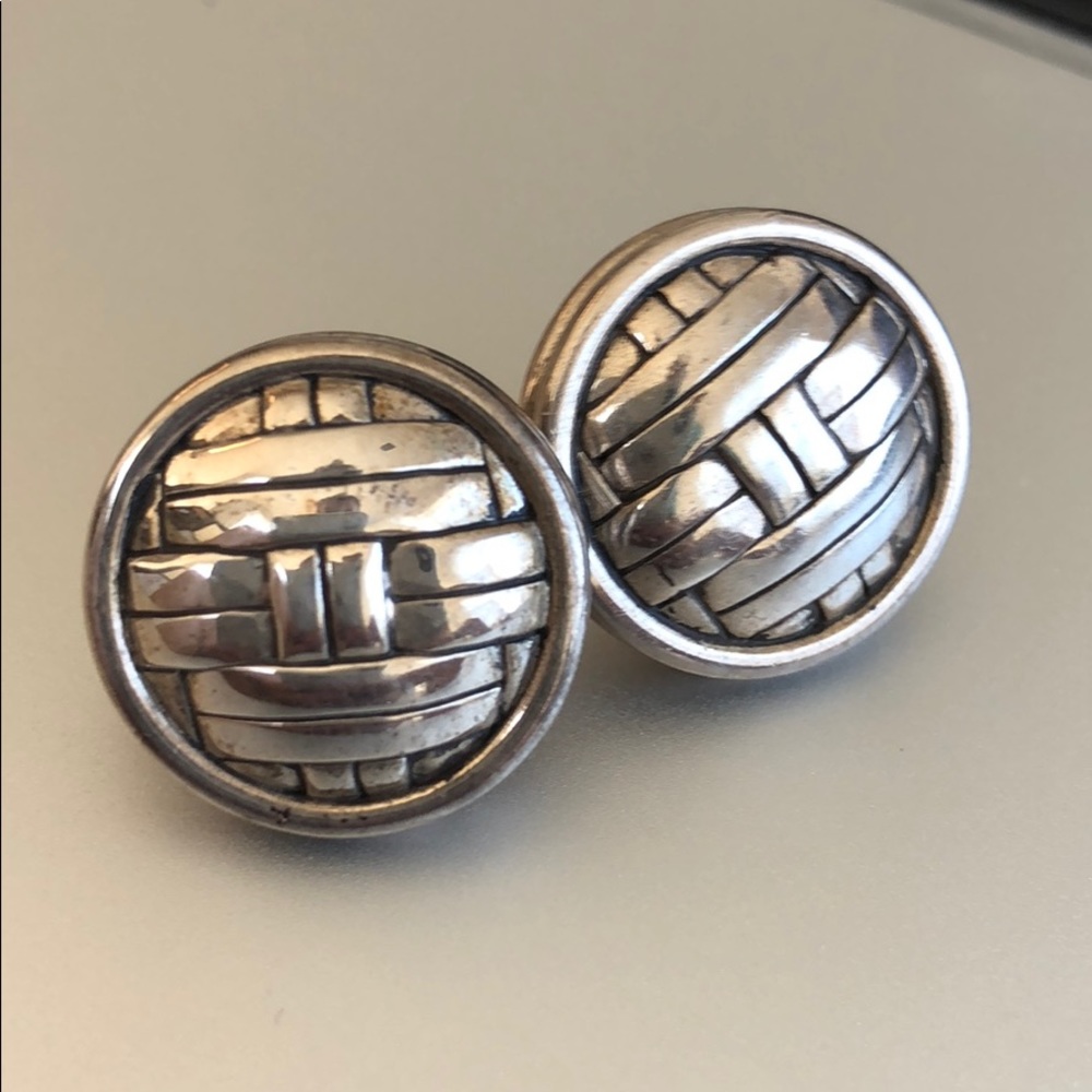 John Hardy Bedeg Woven-Carved Round Stud Earrings